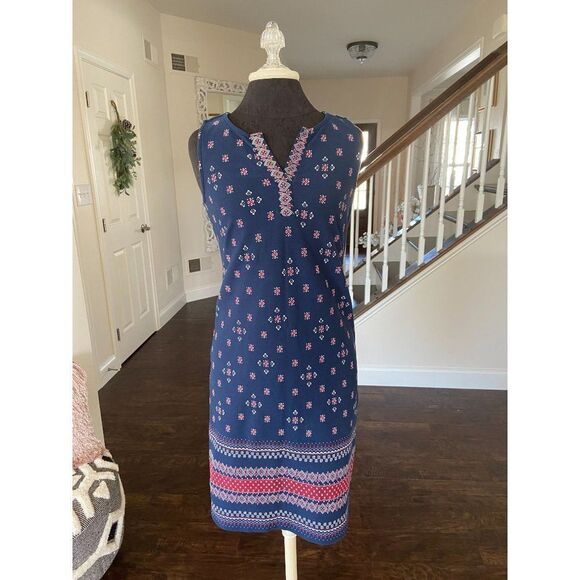 Talbots Blue, Red, and White Paisley Dress (Medium Petite) - Picture 2 of 8